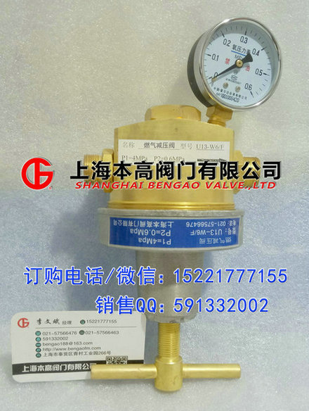 厂家批发U13-W6/L切割氧减压阀、U13-W6/L切割氧减压器