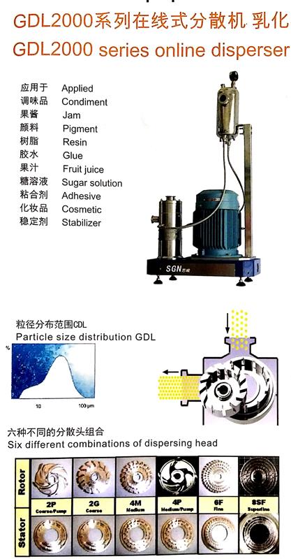 供应SGN（思峻）化工分散机炭黑分散机树脂分散机GDL2000